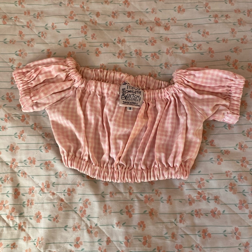 Pink gingham omighty crop top